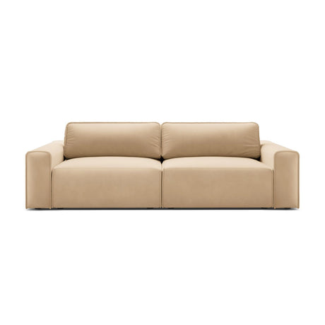 Victor 3-Sitzer Sofa, ausklappbar, mit Schlaffunktion und Bettkasten, aus Samt in Nude (Paris Beige), 246x100 cm von Micadoni – Bild 1