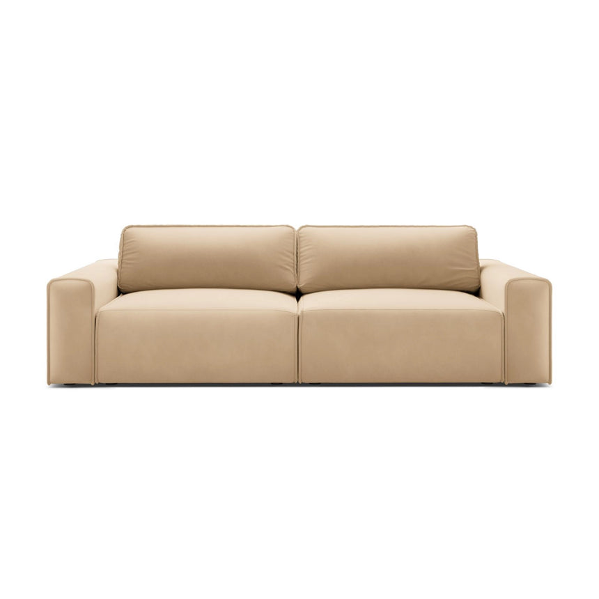 Victor 3-Sitzer Sofa, ausklappbar, mit Schlaffunktion und Bettkasten, aus Samt in Nude (Paris Beige), 246x100 cm von Micadoni – Bild 1