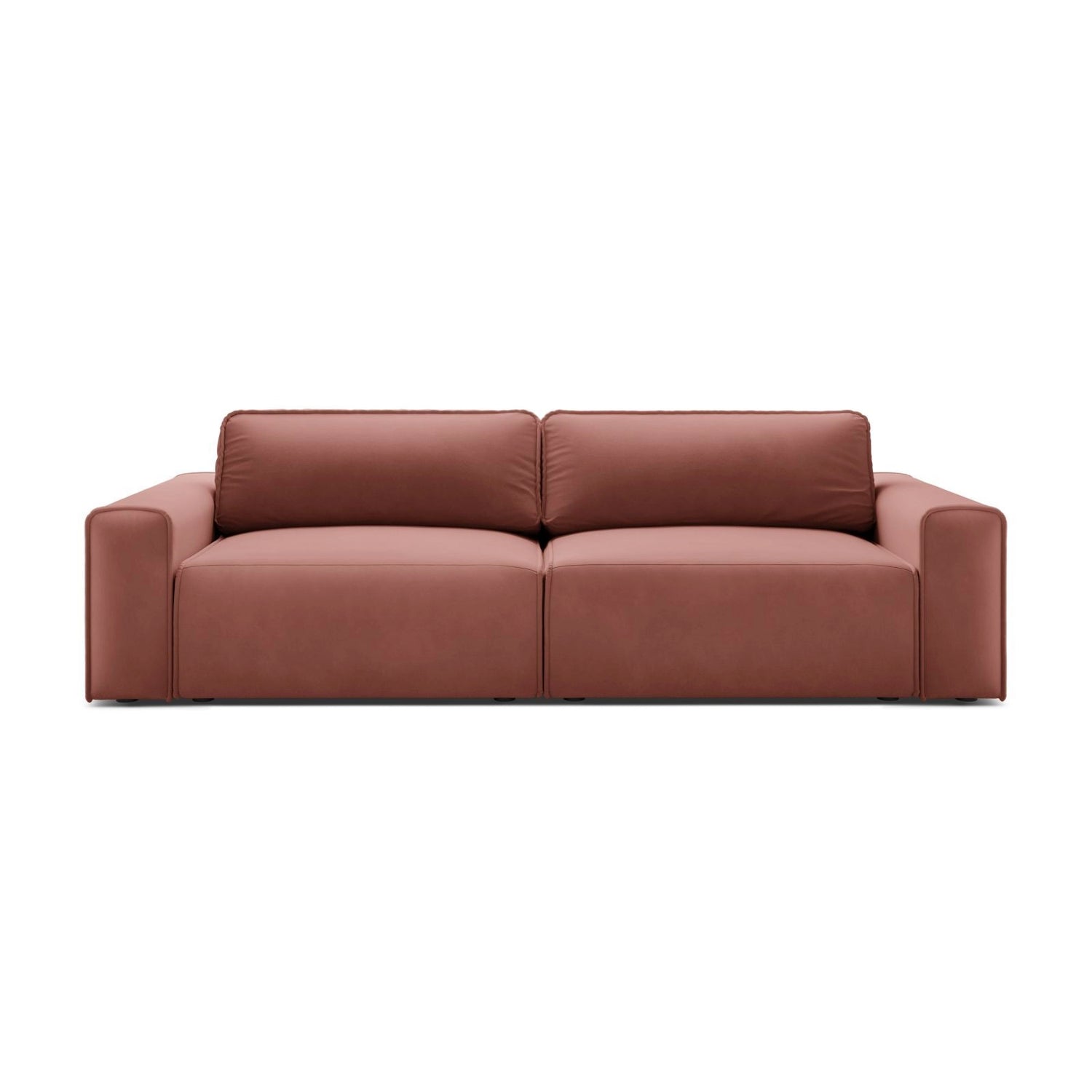 Victor 3-Sitzer Sofa, ausklappbar, mit Schlaffunktion und Bettkasten, aus Samt in Rosa (Paris Salmon), 246x100 cm von Micadoni – Bild 1