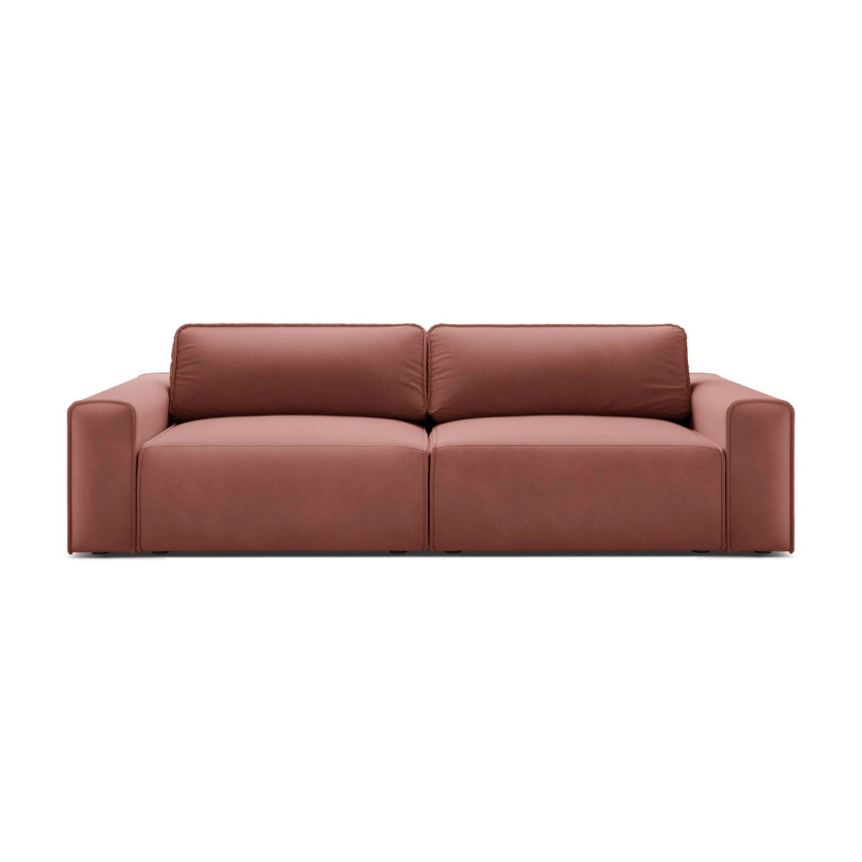 Victor 3-Sitzer Sofa, ausklappbar, mit Schlaffunktion und Bettkasten, aus Samt in Rosa (Paris Salmon), 246x100 cm von Micadoni – Bild 1