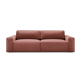 Victor 3-Sitzer Sofa, ausklappbar, mit Schlaffunktion und Bettkasten, aus Samt in Rosa (Paris Salmon), 246x100 cm von Micadoni – Bild 1