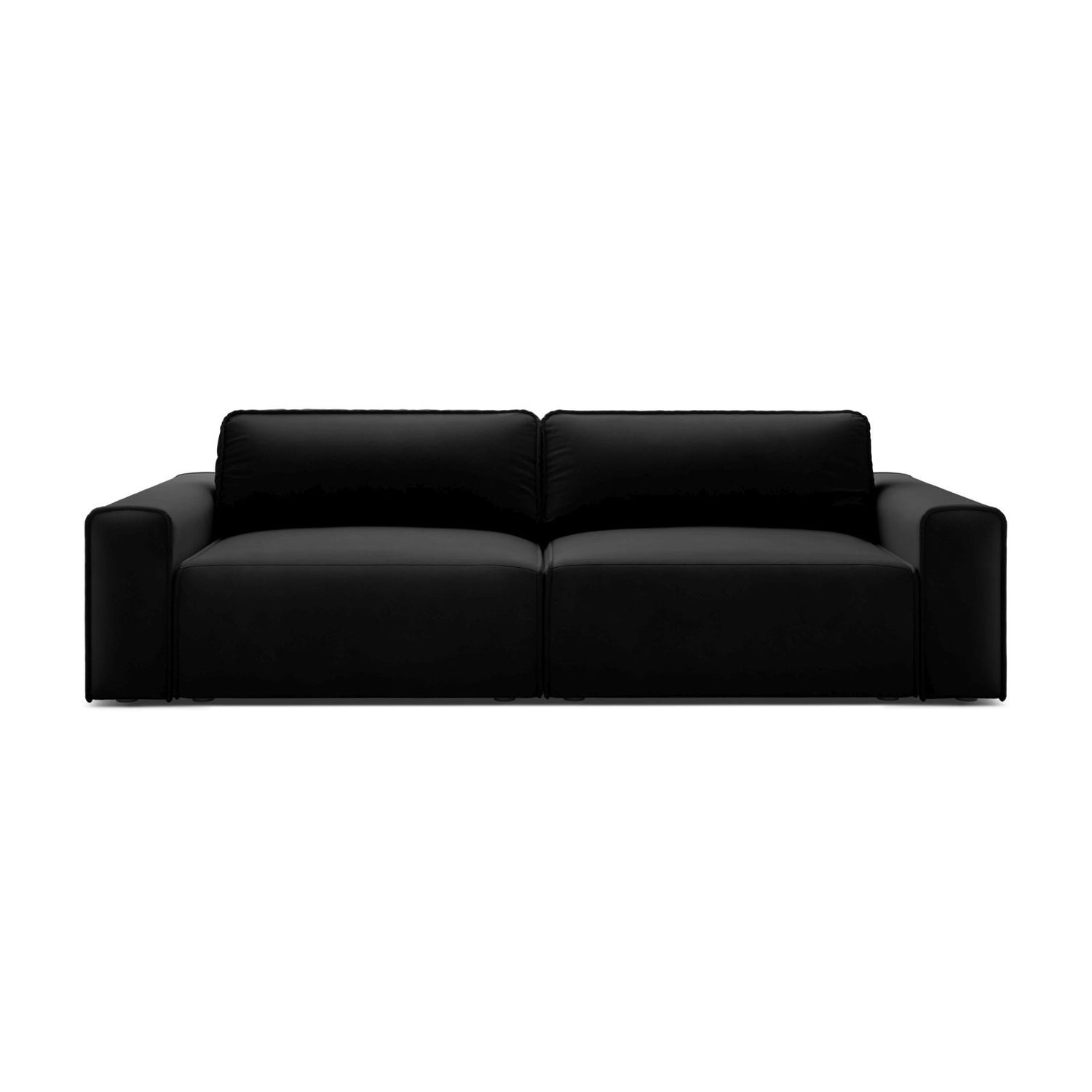 Victor 3-Sitzer Sofa, ausklappbar, mit Schlaffunktion und Bettkasten, aus Samt in Schwarz (Paris Black), 246x100 cm von Micadoni – Bild 1