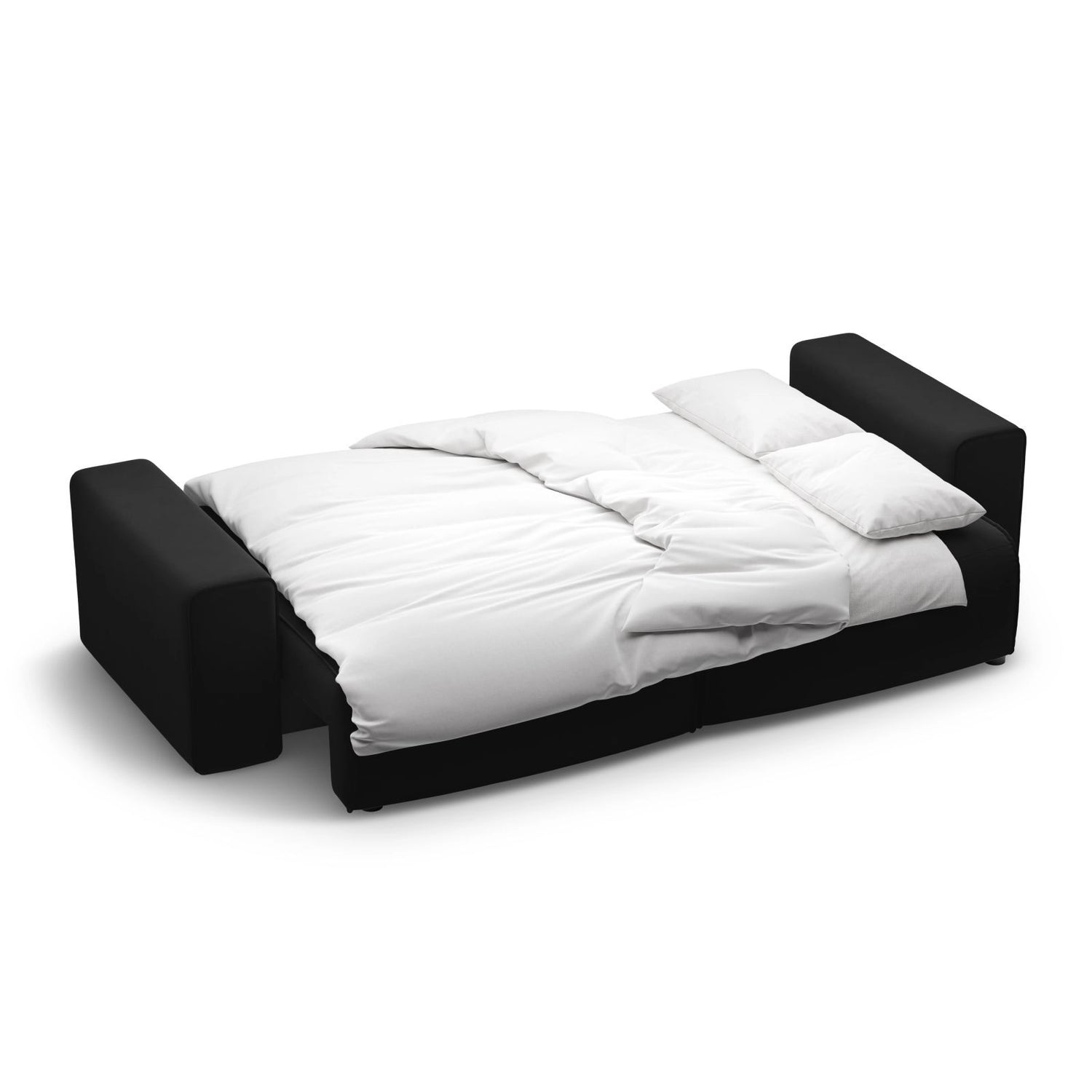 Victor 3-Sitzer Sofa, ausklappbar, mit Schlaffunktion und Bettkasten, aus Samt in Schwarz (Paris Black), 246x100 cm von Micadoni – Bild 7