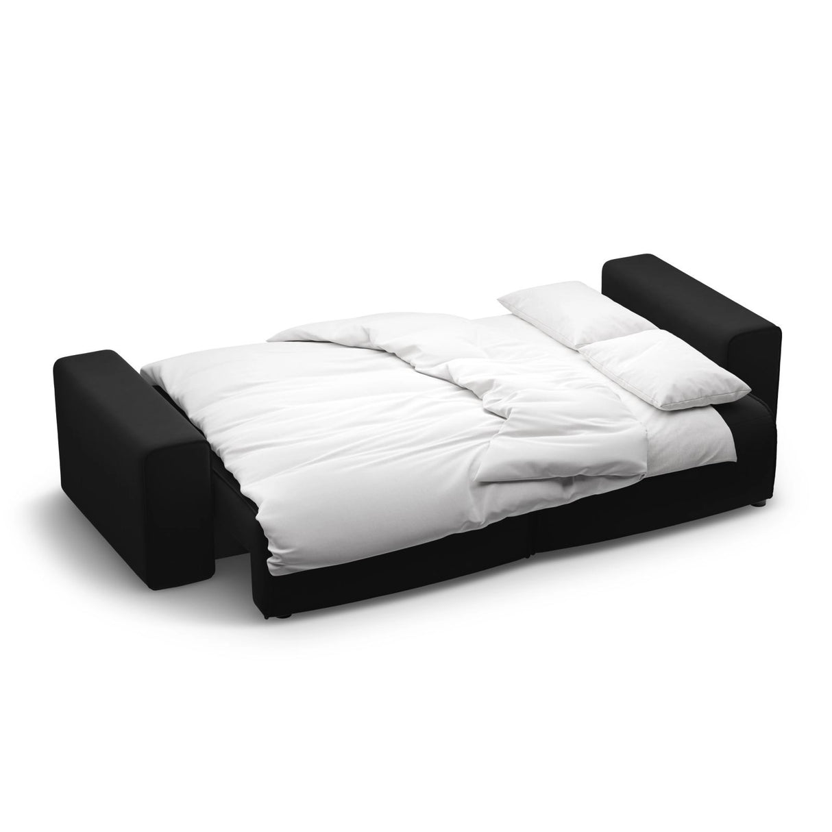 Victor 3-Sitzer Sofa, ausklappbar, mit Schlaffunktion und Bettkasten, aus Samt in Schwarz (Paris Black), 246x100 cm von Micadoni – Bild 7