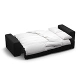 Victor 3-Sitzer Sofa, ausklappbar, mit Schlaffunktion und Bettkasten, aus Samt in Schwarz (Paris Black), 246x100 cm von Micadoni – Bild 7