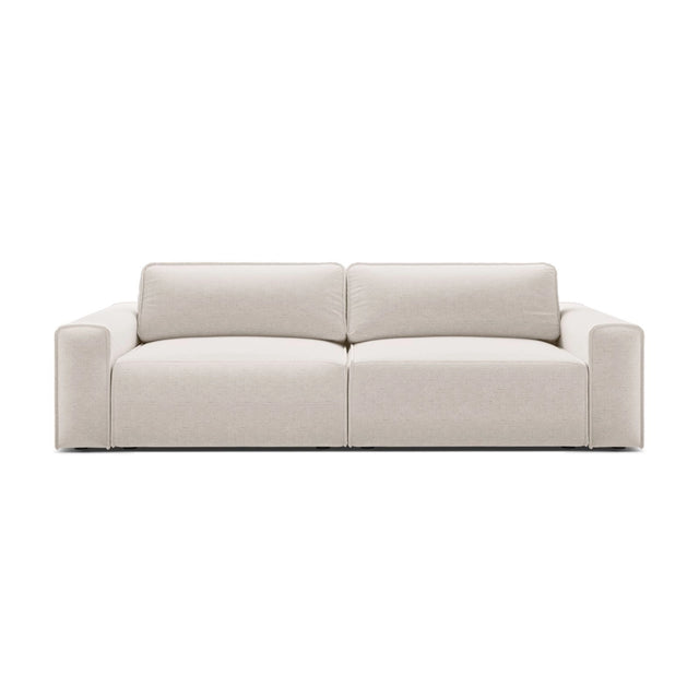Victor 3-Sitzer Sofa, ausklappbar, mit Schlaffunktion und Bettkasten, aus Samt oder Strukturstoff, 246x100 cm von Micadoni – Bild 1