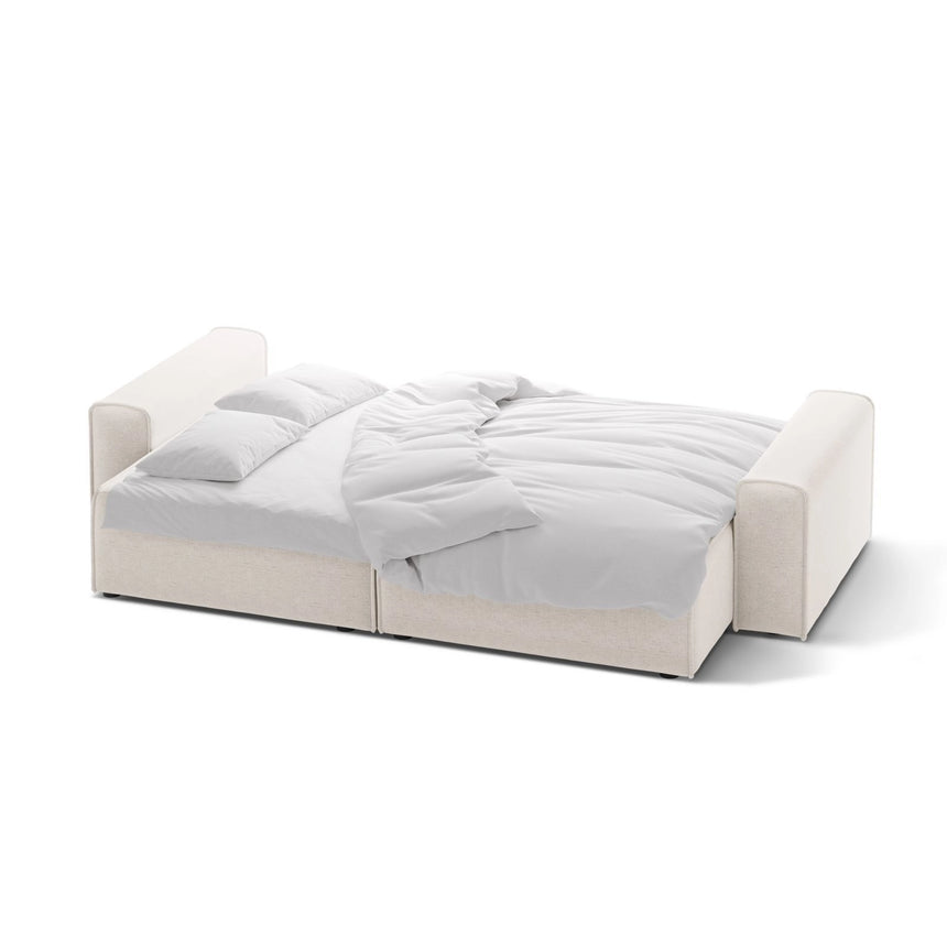Victor 3-Sitzer Sofa, ausklappbar, mit Schlaffunktion und Bettkasten, aus Samt oder Strukturstoff, 246x100 cm von Micadoni – Bild 5