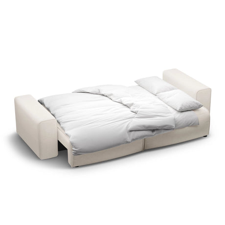 Victor 3-Sitzer Sofa, ausklappbar, mit Schlaffunktion und Bettkasten, aus Samt oder Strukturstoff, 246x100 cm von Micadoni – Bild 7
