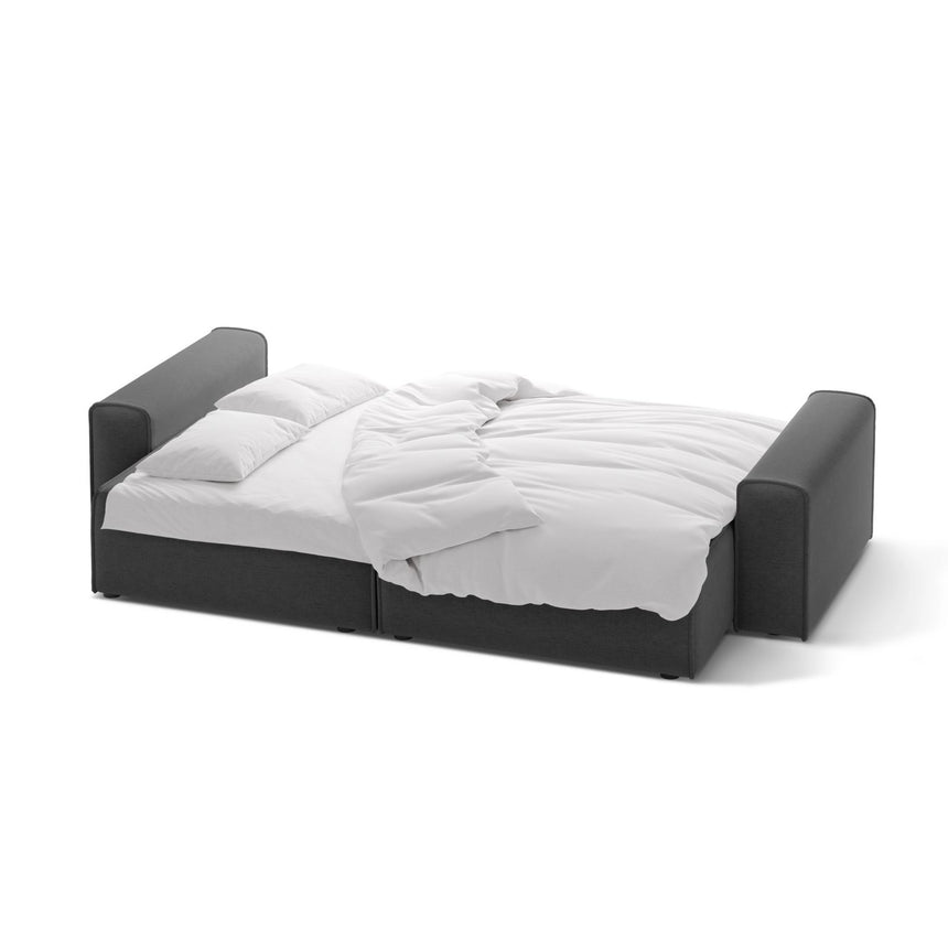 Victor 3-Sitzer Sofa, ausklappbar, mit Schlaffunktion und Bettkasten, aus Strukturierter Stoff in Anthrazit (Moly 97), 246x100 cm von Micadoni – Bild 5