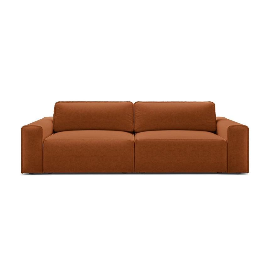 Victor 3-Sitzer Sofa, ausklappbar, mit Schlaffunktion und Bettkasten, aus Strukturierter Stoff in Brick (Moly 54), 246x100 cm von Micadoni – Bild 1