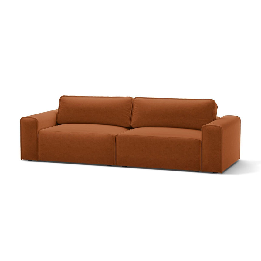 Victor 3-Sitzer Sofa, ausklappbar, mit Schlaffunktion und Bettkasten, aus Strukturierter Stoff in Brick (Moly 54), 246x100 cm von Micadoni – Bild 4