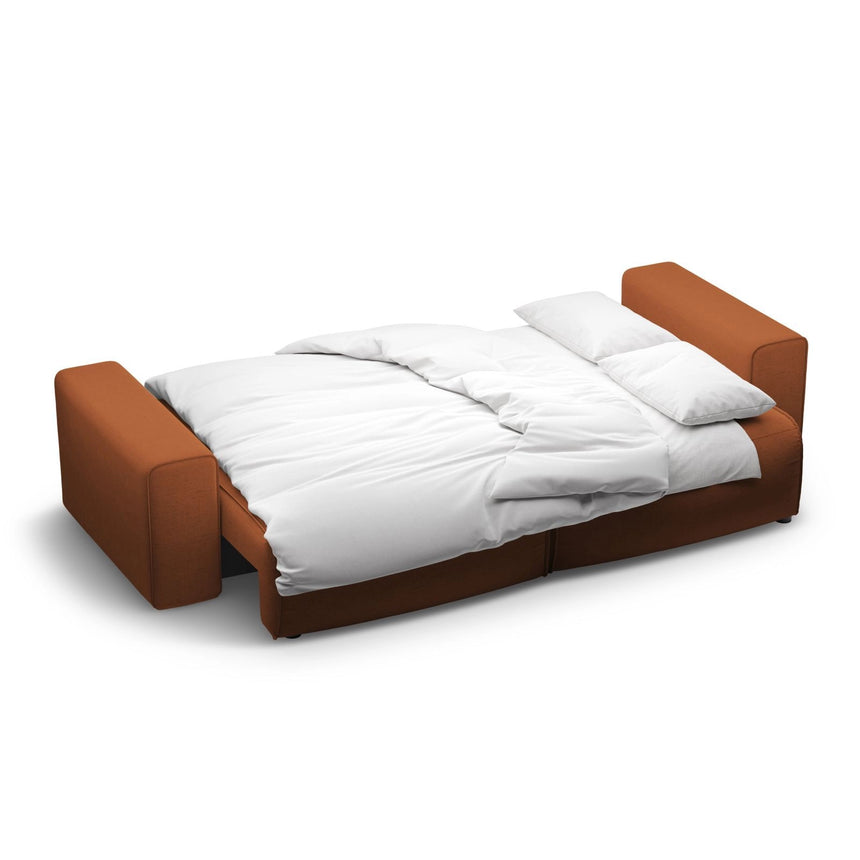 Victor 3-Sitzer Sofa, ausklappbar, mit Schlaffunktion und Bettkasten, aus Strukturierter Stoff in Brick (Moly 54), 246x100 cm von Micadoni – Bild 7