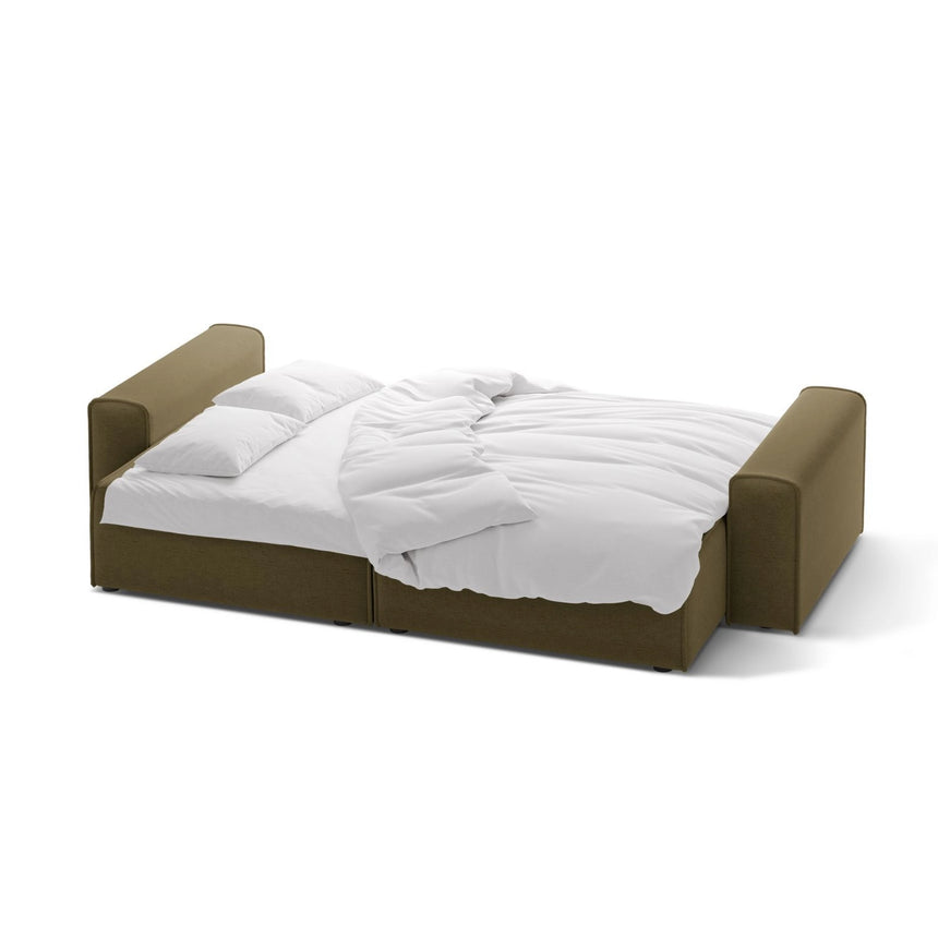 Victor 3-Sitzer Sofa, ausklappbar, mit Schlaffunktion und Bettkasten, aus Strukturierter Stoff in Grün (Moly 38), 246x100 cm von Micadoni – Bild 5