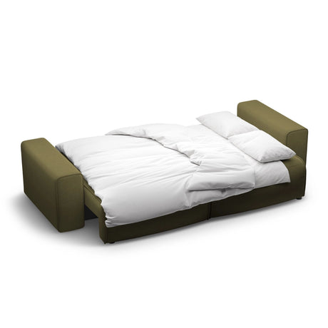 Victor 3-Sitzer Sofa, ausklappbar, mit Schlaffunktion und Bettkasten, aus Strukturierter Stoff in Grün (Moly 38), 246x100 cm von Micadoni – Bild 7