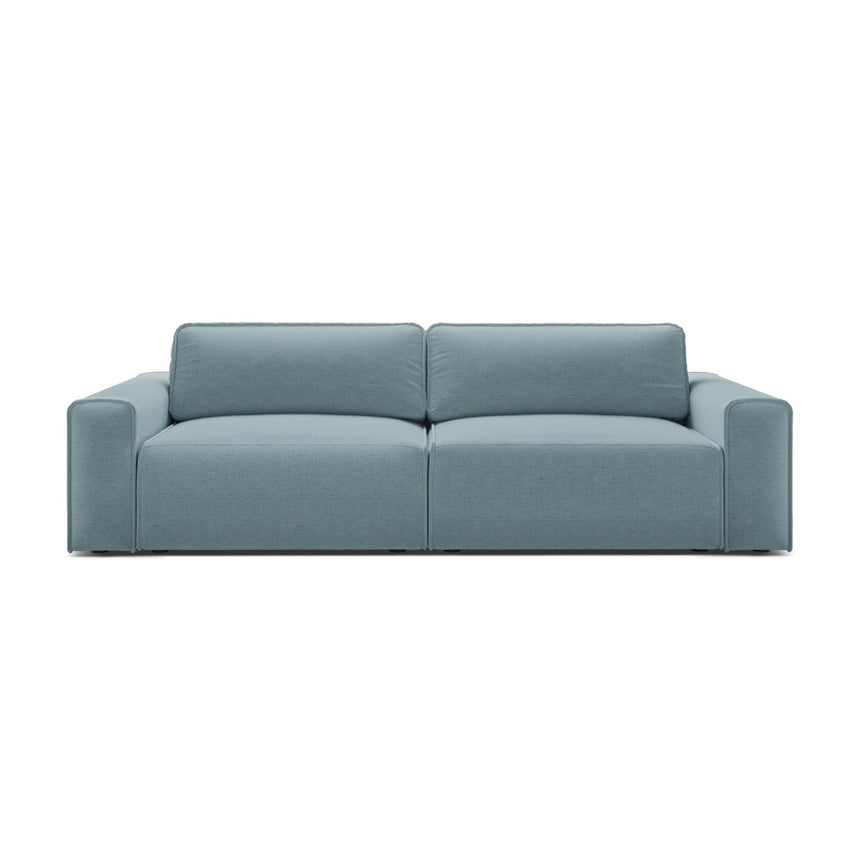 Victor 3-Sitzer Sofa, ausklappbar, mit Schlaffunktion und Bettkasten, aus Strukturierter Stoff in Hellblau (Moly 74), 246x100 cm von Micadoni – Bild 1