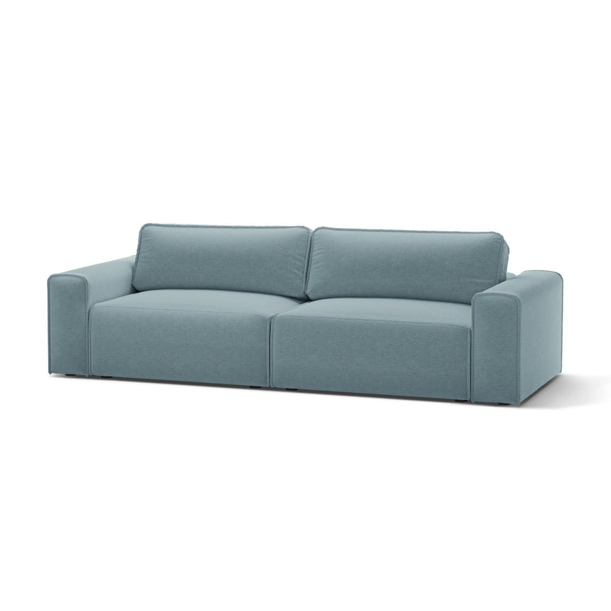 Victor 3-Sitzer Sofa, ausklappbar, mit Schlaffunktion und Bettkasten, aus Strukturierter Stoff in Hellblau (Moly 74), 246x100 cm von Micadoni – Bild 4