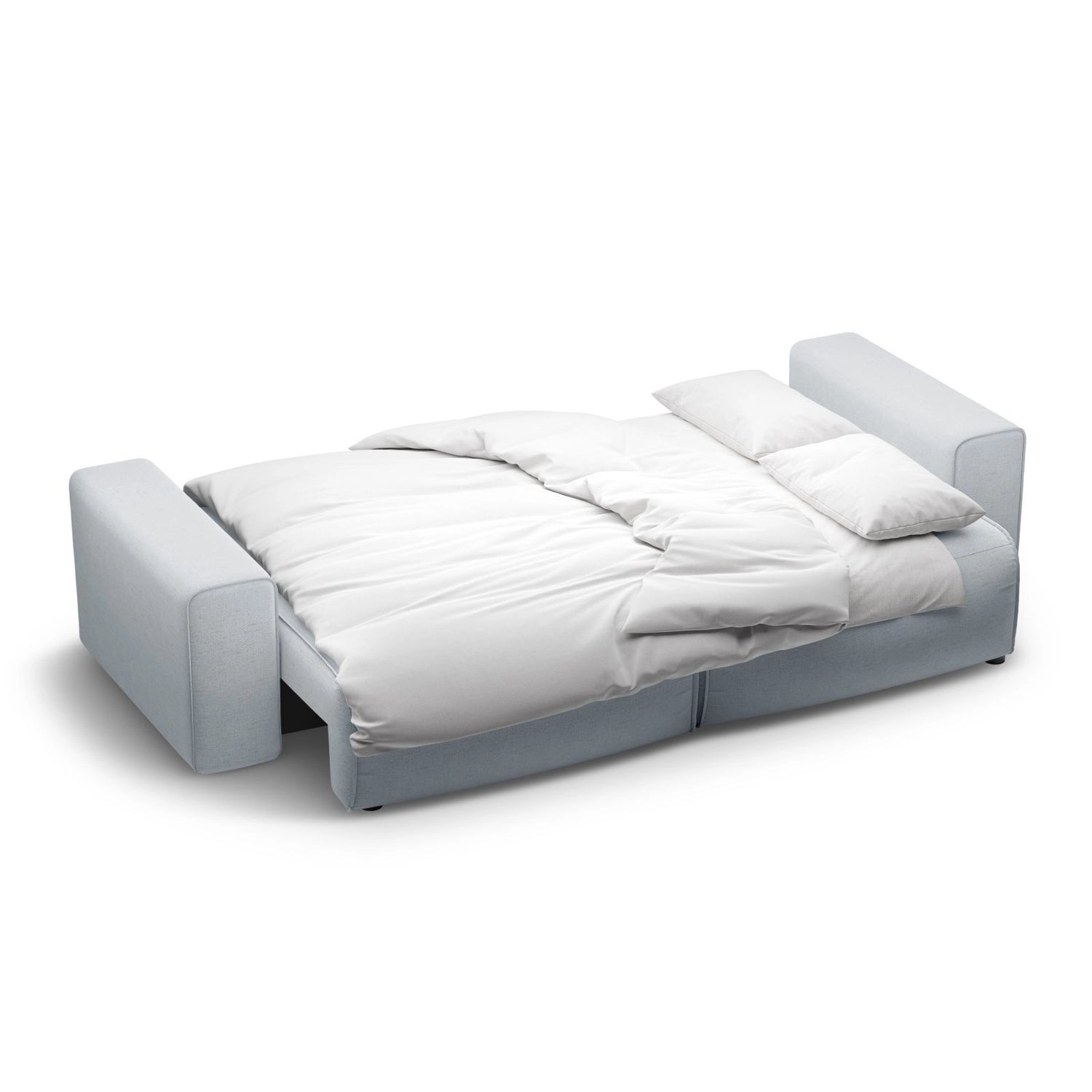 Victor 3-Sitzer Sofa, ausklappbar, mit Schlaffunktion und Bettkasten, aus Strukturierter Stoff in Hellgrau (Moly 70), 246x100 cm von Micadoni – Bild 7