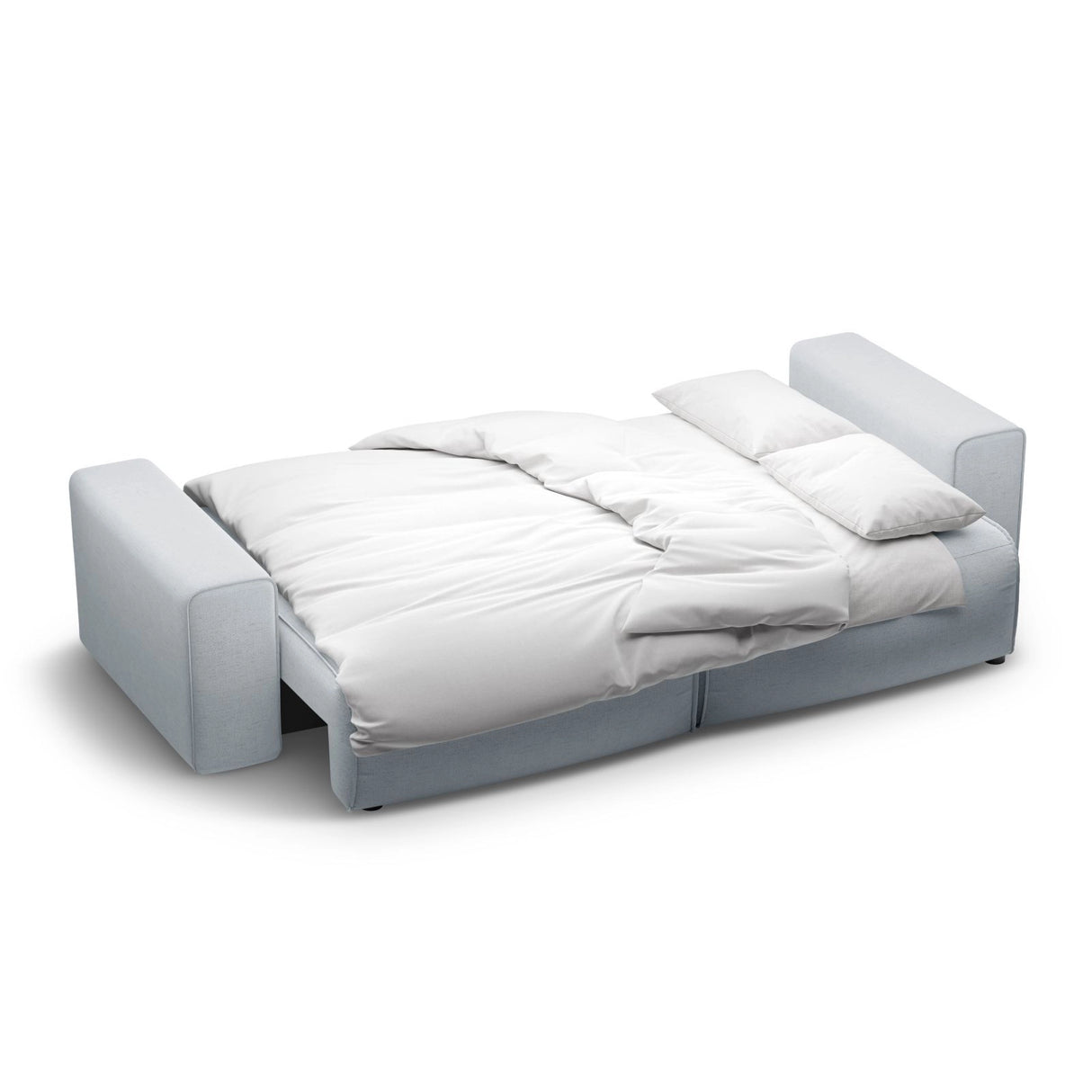 Victor 3-Sitzer Sofa, ausklappbar, mit Schlaffunktion und Bettkasten, aus Strukturierter Stoff in Hellgrau (Moly 70), 246x100 cm von Micadoni – Bild 7