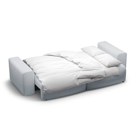 Victor 3-Sitzer Sofa, ausklappbar, mit Schlaffunktion und Bettkasten, aus Strukturierter Stoff in Hellgrau (Moly 70), 246x100 cm von Micadoni – Bild 7