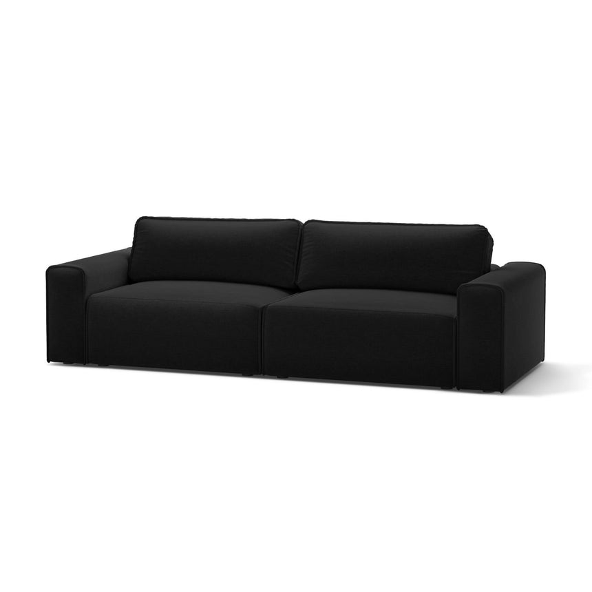 Victor 3-Sitzer Sofa, ausklappbar, mit Schlaffunktion und Bettkasten, aus Strukturierter Stoff in Schwarz (Moly 99), 246x100 cm von Micadoni – Bild 4