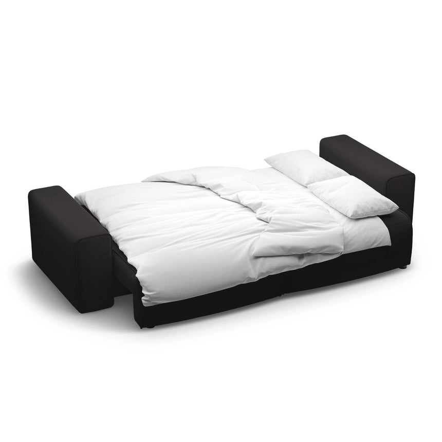 Victor 3-Sitzer Sofa, ausklappbar, mit Schlaffunktion und Bettkasten, aus Strukturierter Stoff in Schwarz (Moly 99), 246x100 cm von Micadoni – Bild 7