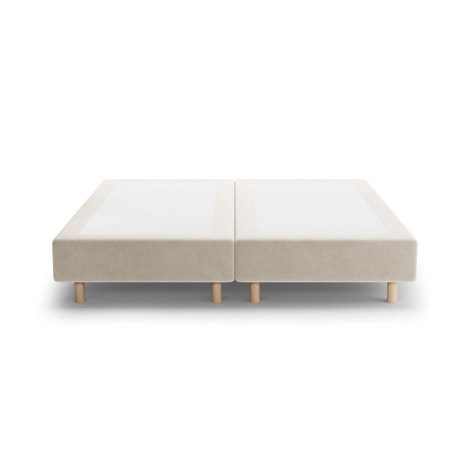Whale Bett mit Buchenholzfüßen aus Samt in Beige (Paris Cream), 200x200 cm von Micadoni – Bild 3