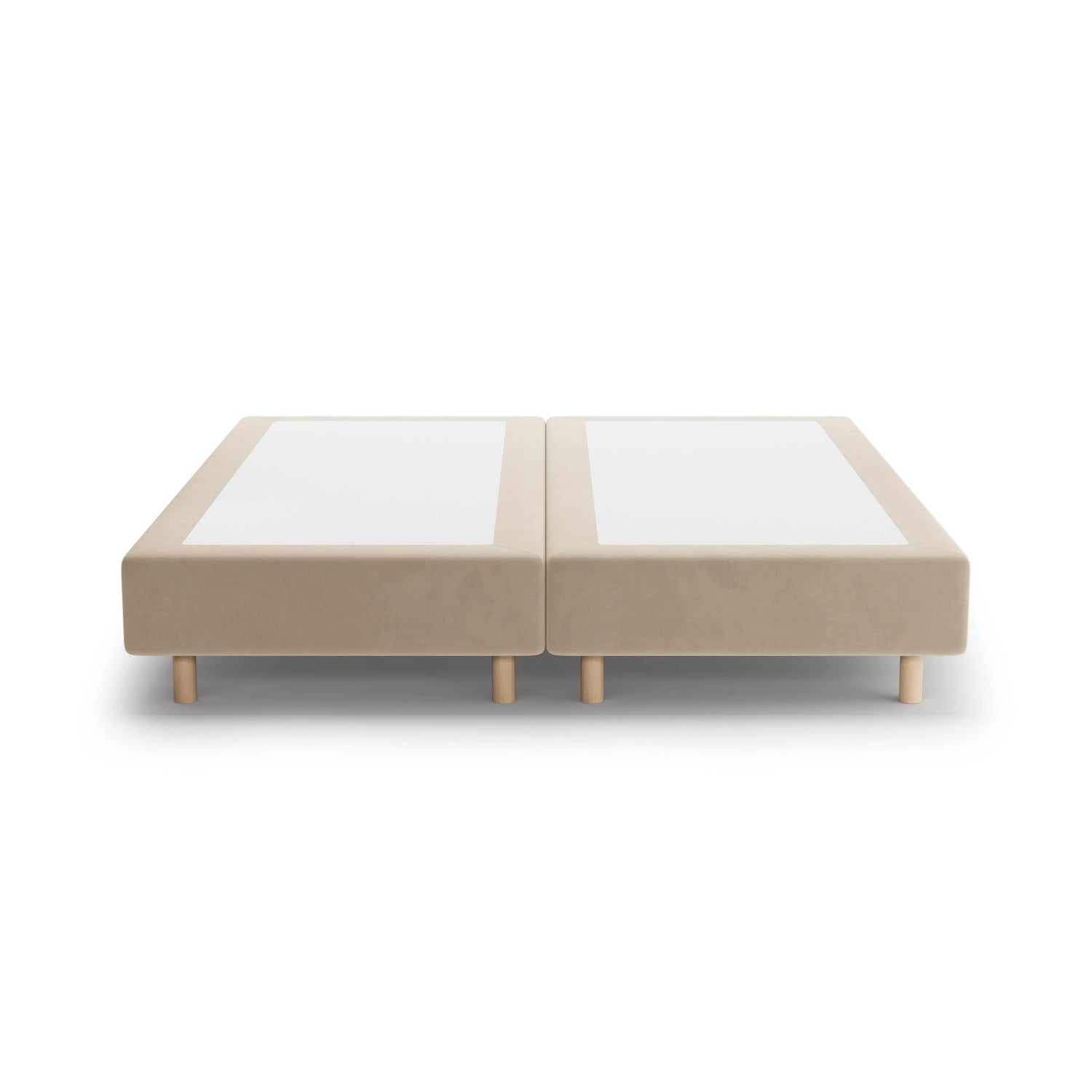 Whale Bett mit Buchenholzfüßen aus Samt in Nude (Paris Beige), 140x200 cm von Micadoni – Bild 3
