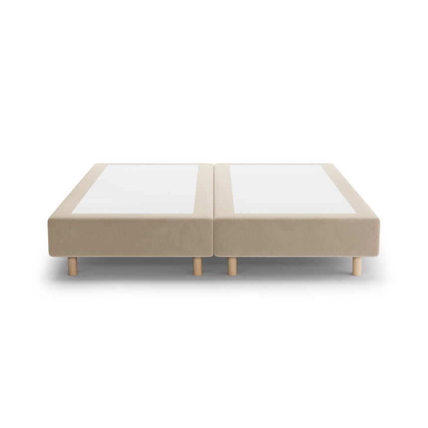 Whale Bett mit Buchenholzfüßen aus Samt in Nude (Paris Beige), 140x200 cm von Micadoni – Bild 3
