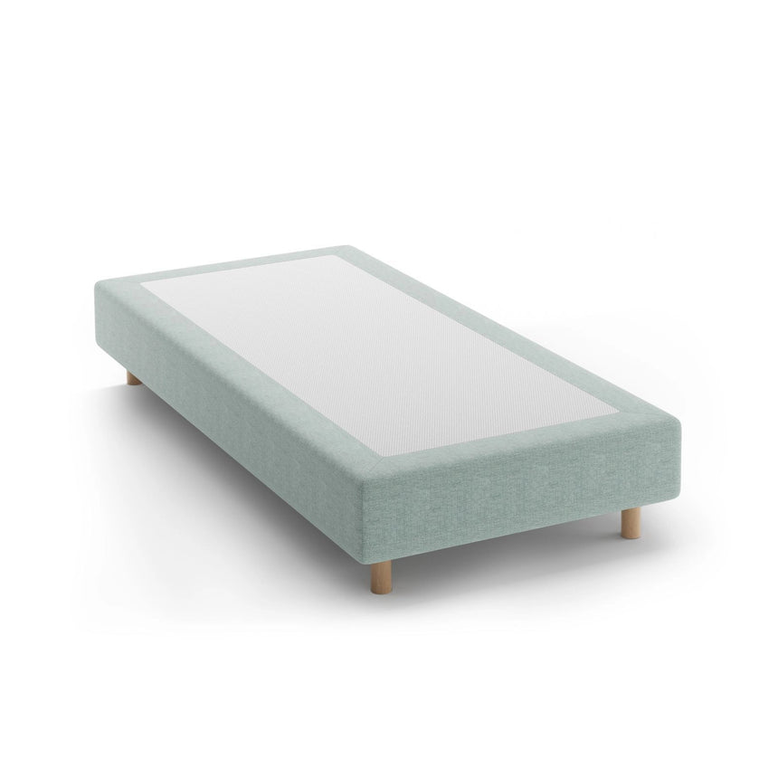 Whale Bett mit Buchenholzfüßen aus Strukturierter Stoff in Minze (BABEL SAFIRA), 100x200 cm von Micadoni – Bild 1