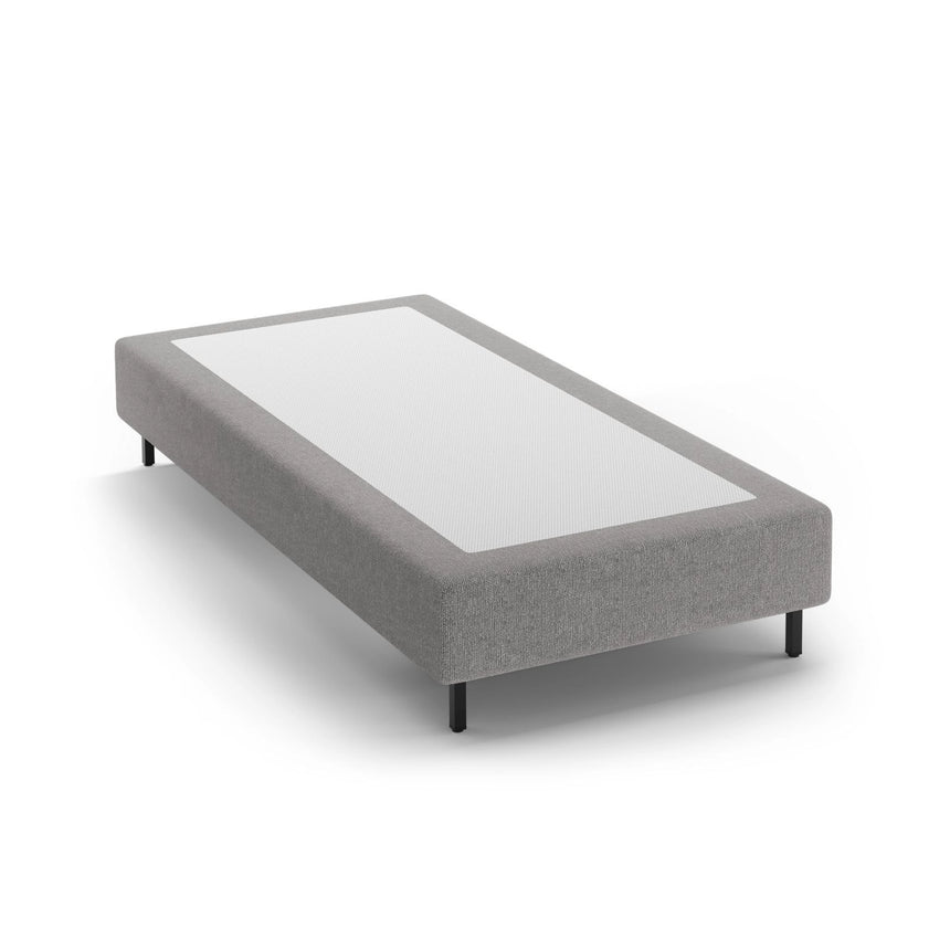 Whale Bett mit schwarzen Metallfüßen aus Chenille in Hellgrau (Eden 18 Grey), 80x200 cm von Micadoni – Bild 1