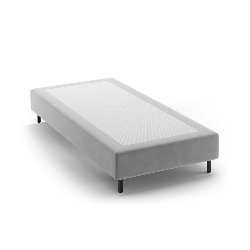 Whale Bett mit schwarzen Metallfüßen aus Samt in Hellgrau (Paris Light Grey), 80x200 cm von Micadoni – Bild 1