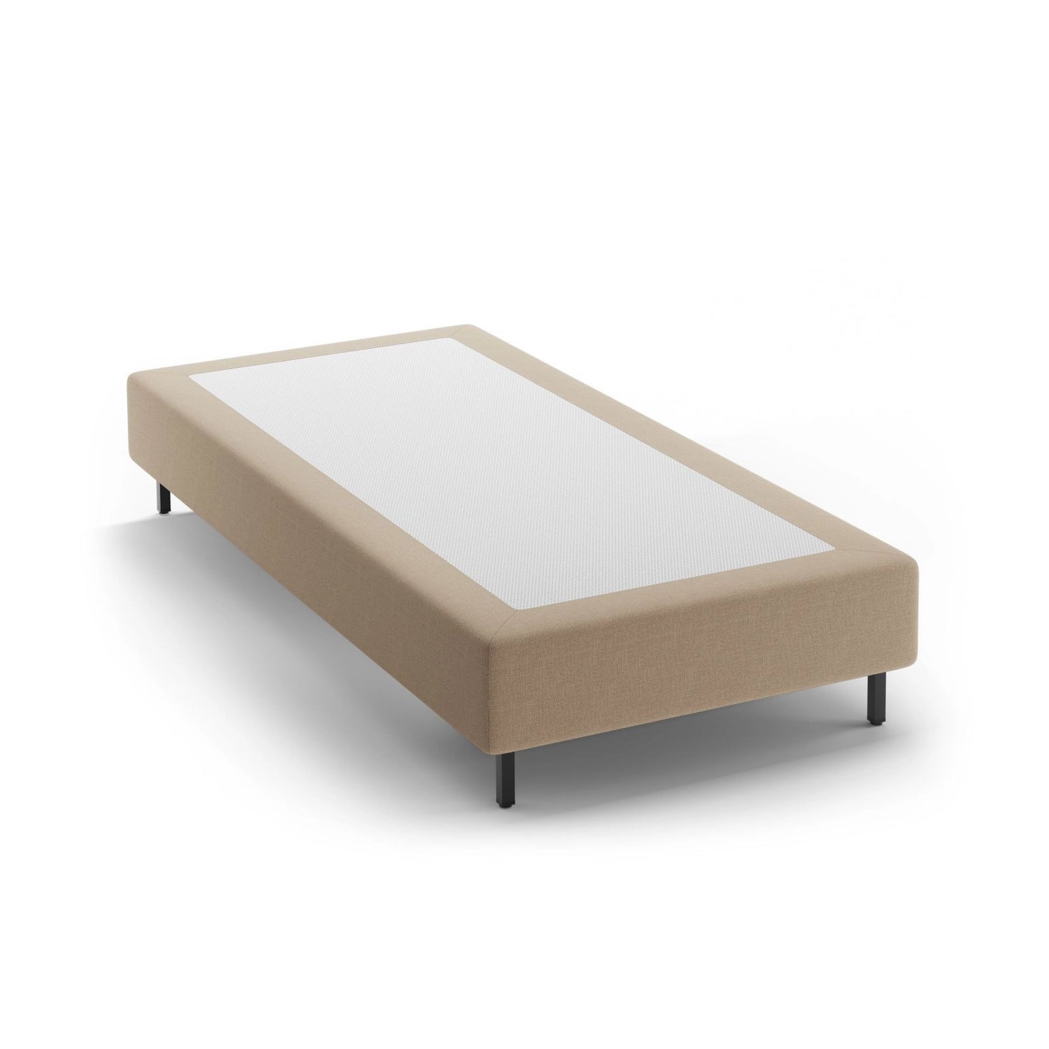 Whale Bett mit schwarzen Metallfüßen aus Strukturierter Stoff in Beige (BABEL TOFFEE), 100x200 cm von Micadoni – Bild 1