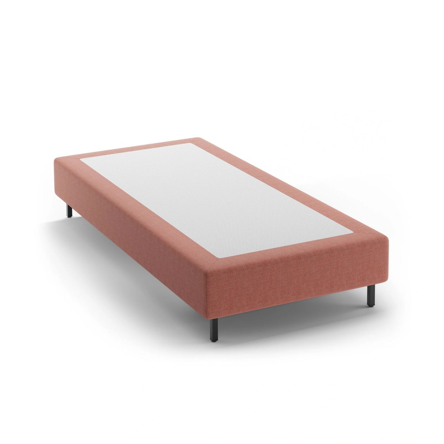 Whale Bett mit schwarzen Metallfüßen aus Strukturierter Stoff in Rot (BABEL RED), 80x200 cm von Micadoni – Bild 1