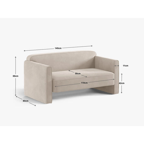 Abby 2-Sitzer Sofa aus Strukturierter Stoff (Heritage Truffle) in Dark Beige, 140x80 cm – Bild 2