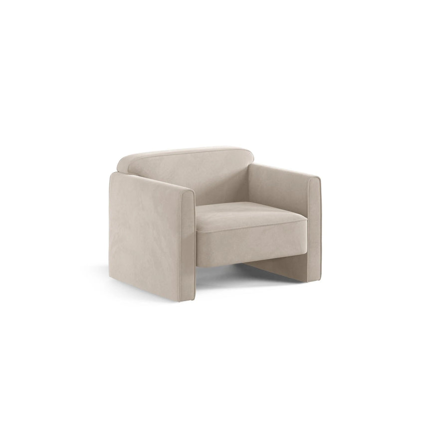 Abby Sessel aus Samt (Salvador 1) in Beige, 90x80 cm – Bild 3