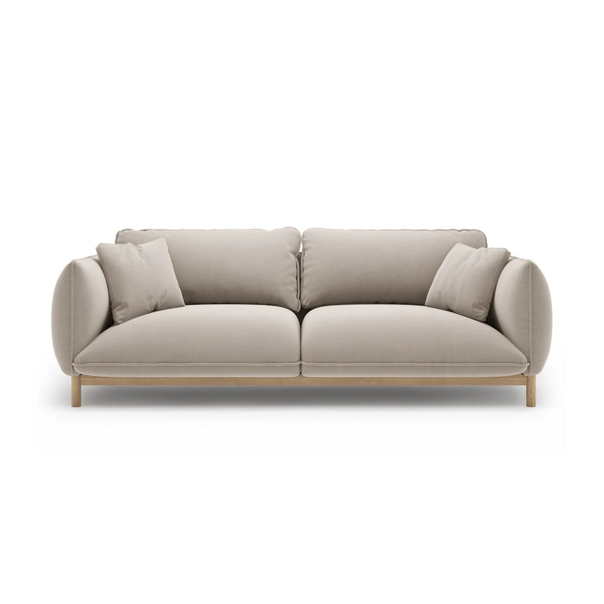 Ada 3-Sitzer Sofa aus Samt (Casino Pearl) in Leichtes Beige, 208x101 cm – Bild 1