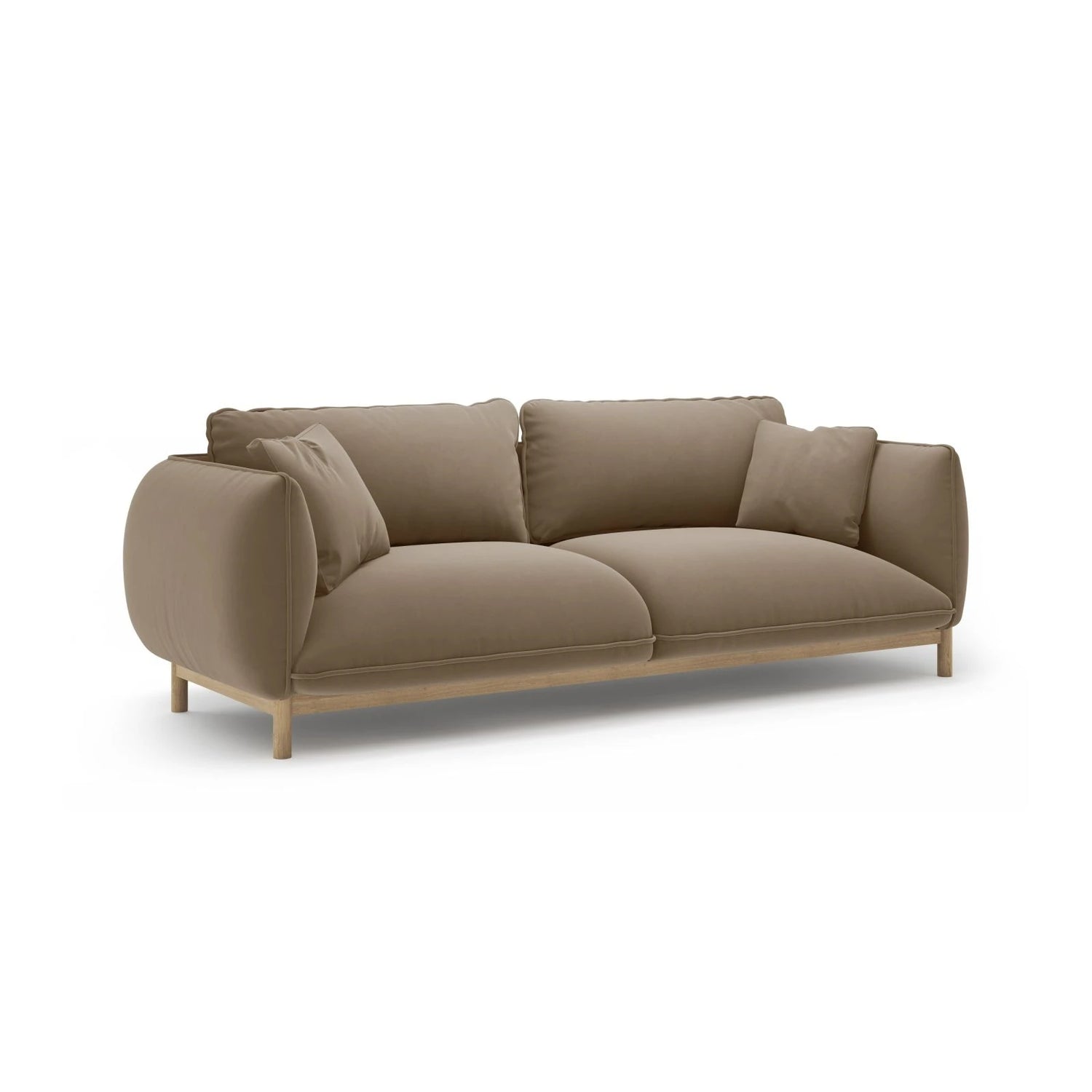 Ada 3-Sitzer Sofa aus Samt (Casino Taupe) in Hellbraun, 208x101 cm – Bild 3