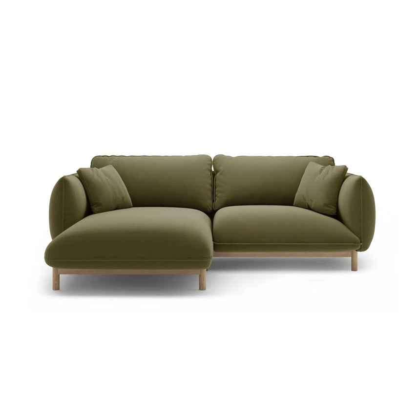 Ada Ecksofa Links aus Samt (Casino Forest) in Hellgrün, 220x179 cm – Bild 1