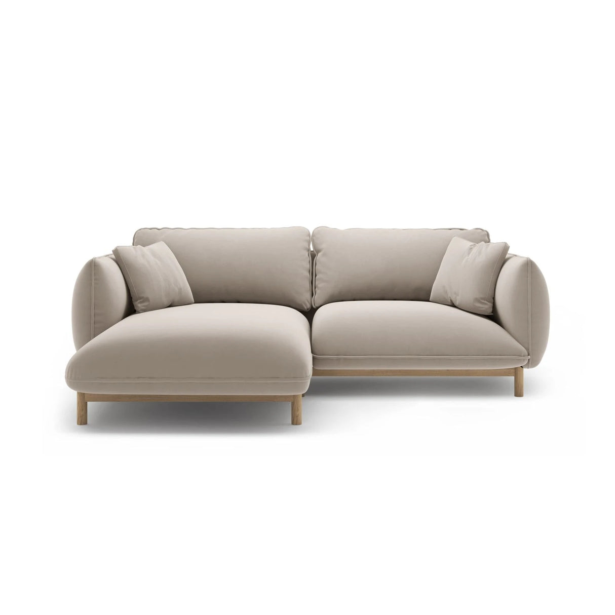 Ada Ecksofa Links aus Samt (Casino Pearl) in Leichtes Beige, 220x179 cm – Bild 1