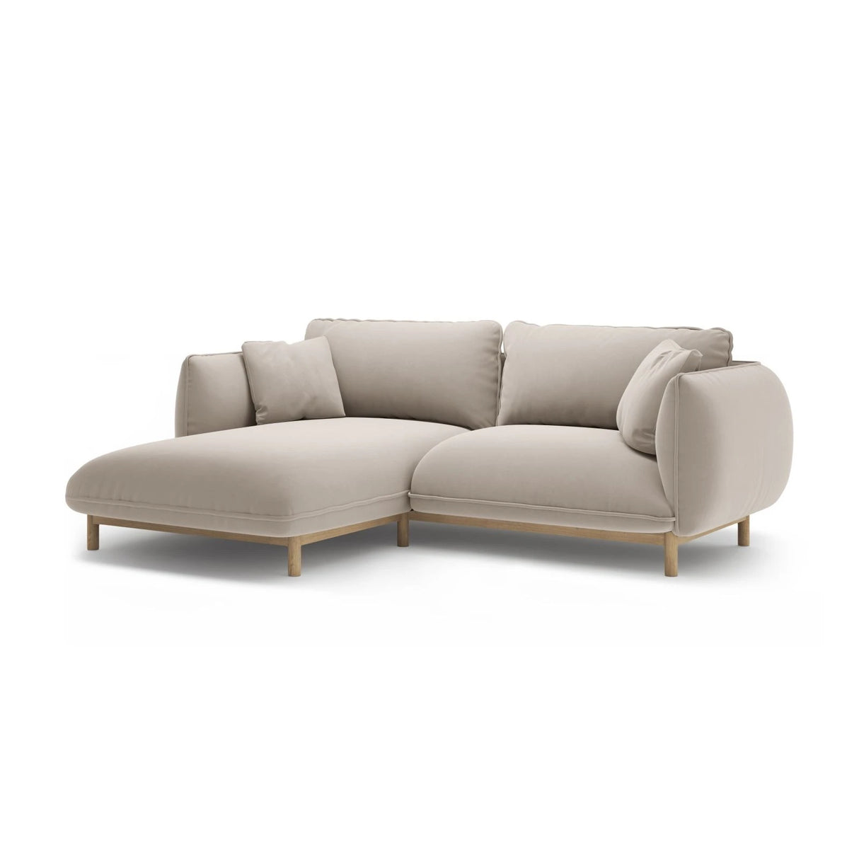 Ada Ecksofa Links aus Samt (Casino Pearl) in Leichtes Beige, 220x179 cm – Bild 3