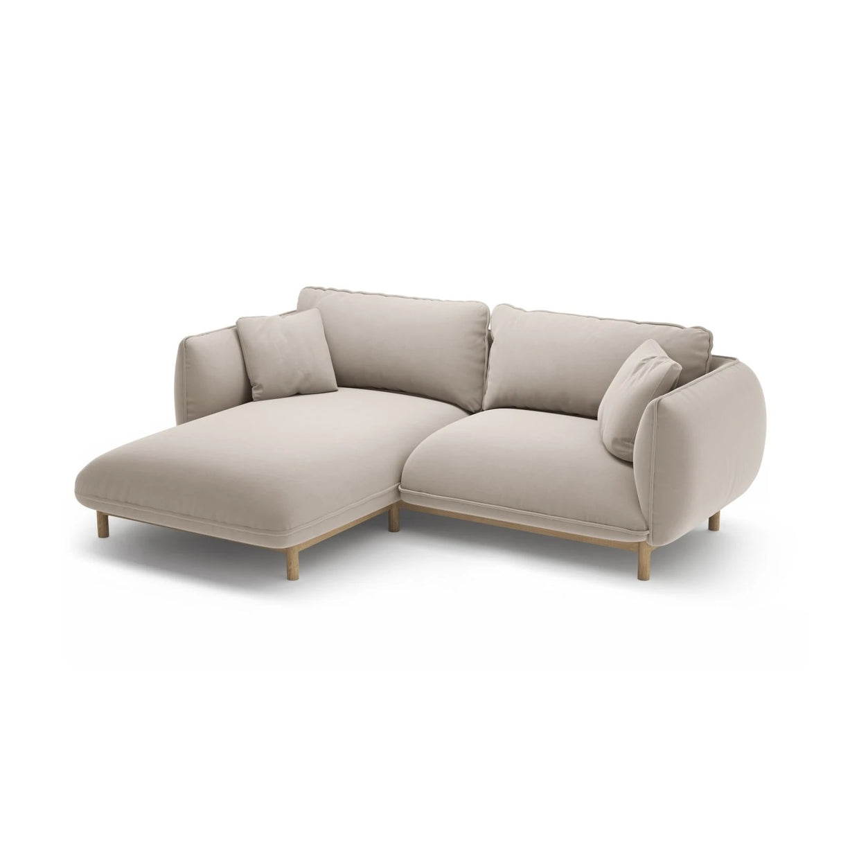 Ada Ecksofa Links aus Samt (Casino Pearl) in Leichtes Beige, 220x179 cm – Bild 5
