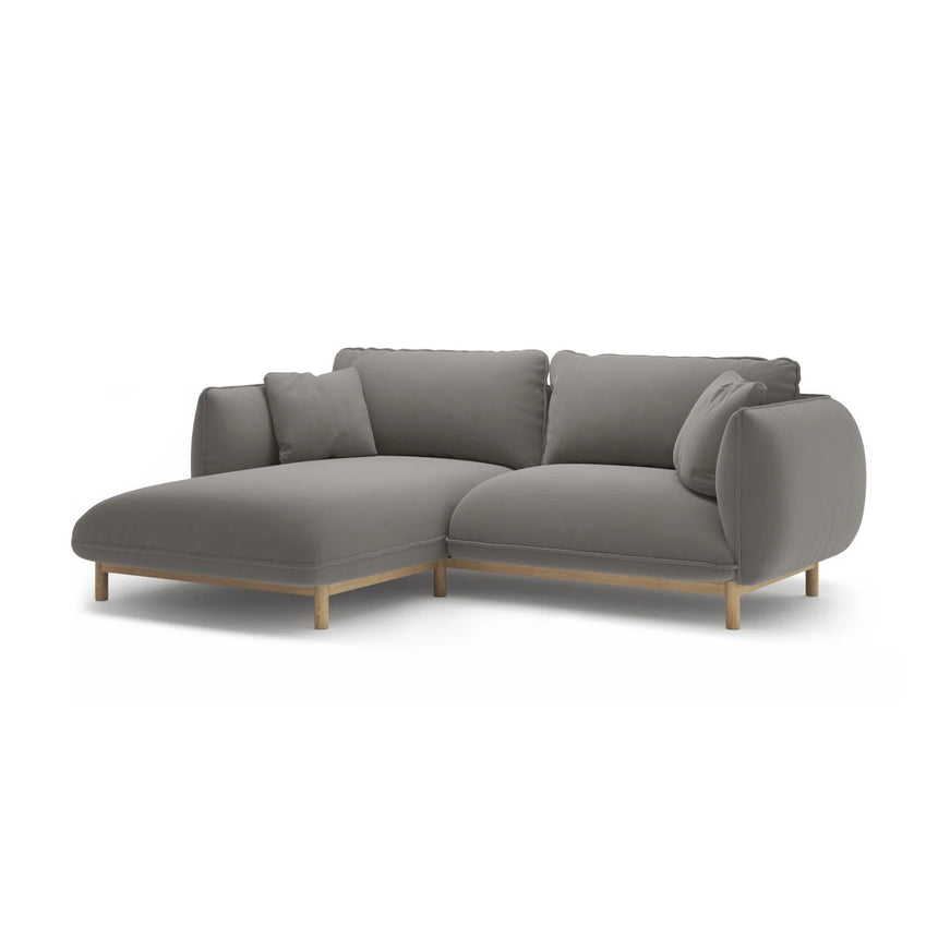 Ada Ecksofa Links aus Samt (Casino Stone) in Grau, 220x179 cm – Bild 3