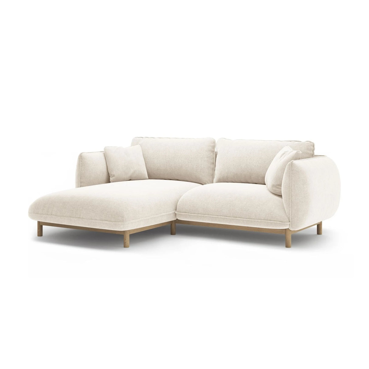 Ada Ecksofa Links aus Strukturierter Stoff (Wind 02) in Elfenbein, 220x179 cm – Bild 3