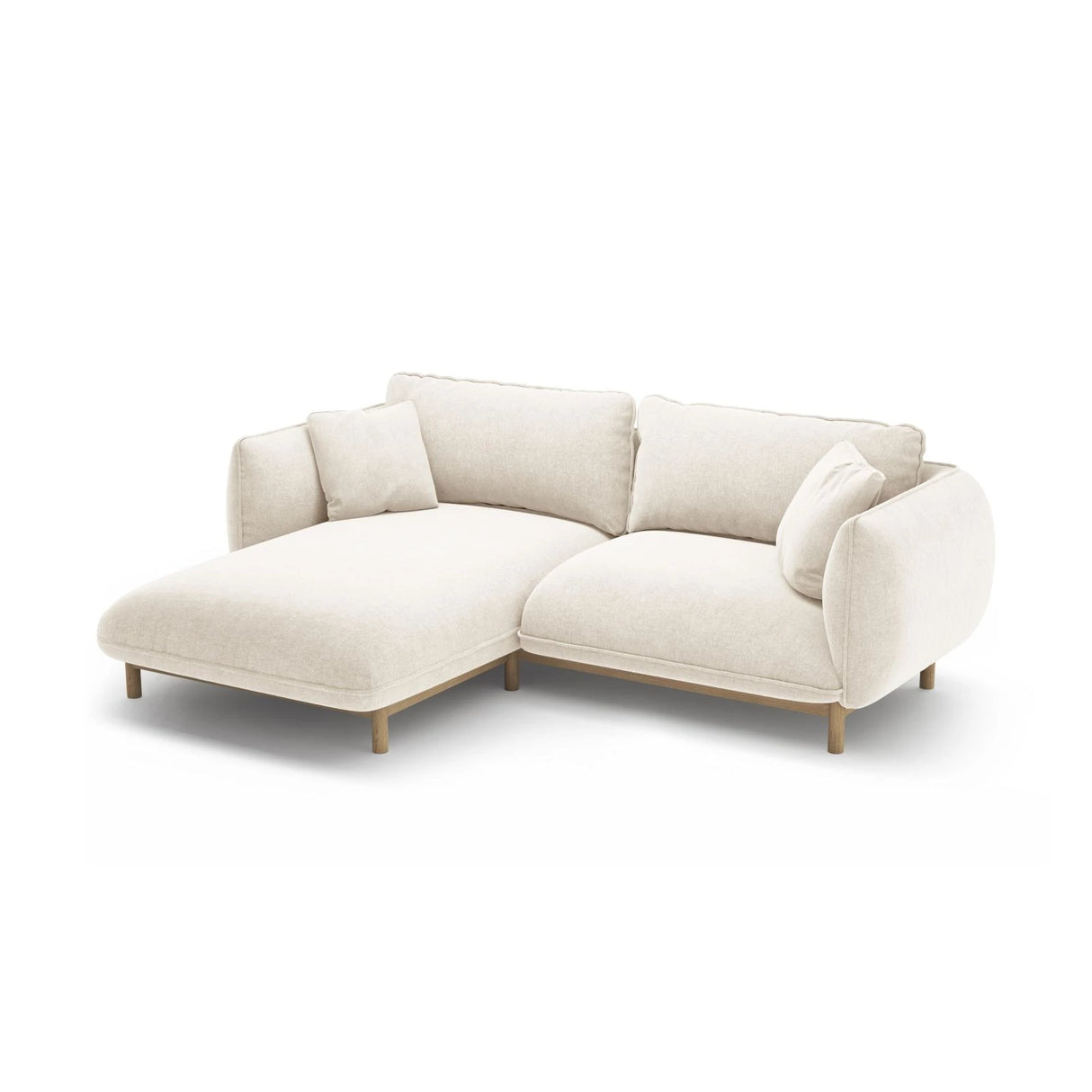 Ada Ecksofa Links aus Strukturierter Stoff (Wind 02) in Elfenbein, 220x179 cm – Bild 5