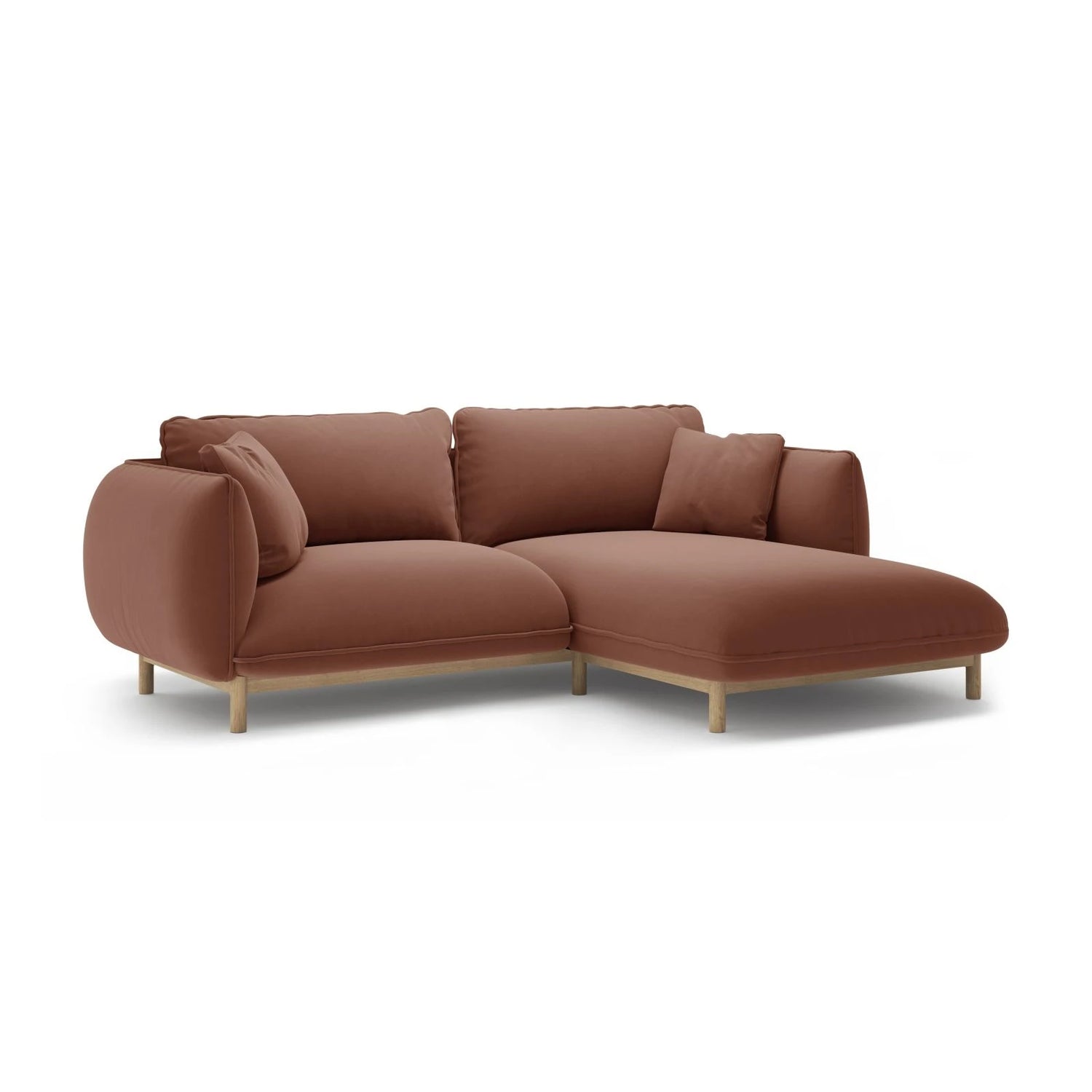 Ada Ecksofa Rechts aus Samt (Casino Cuoio) in Cuoio, 220x179 cm – Bild 3
