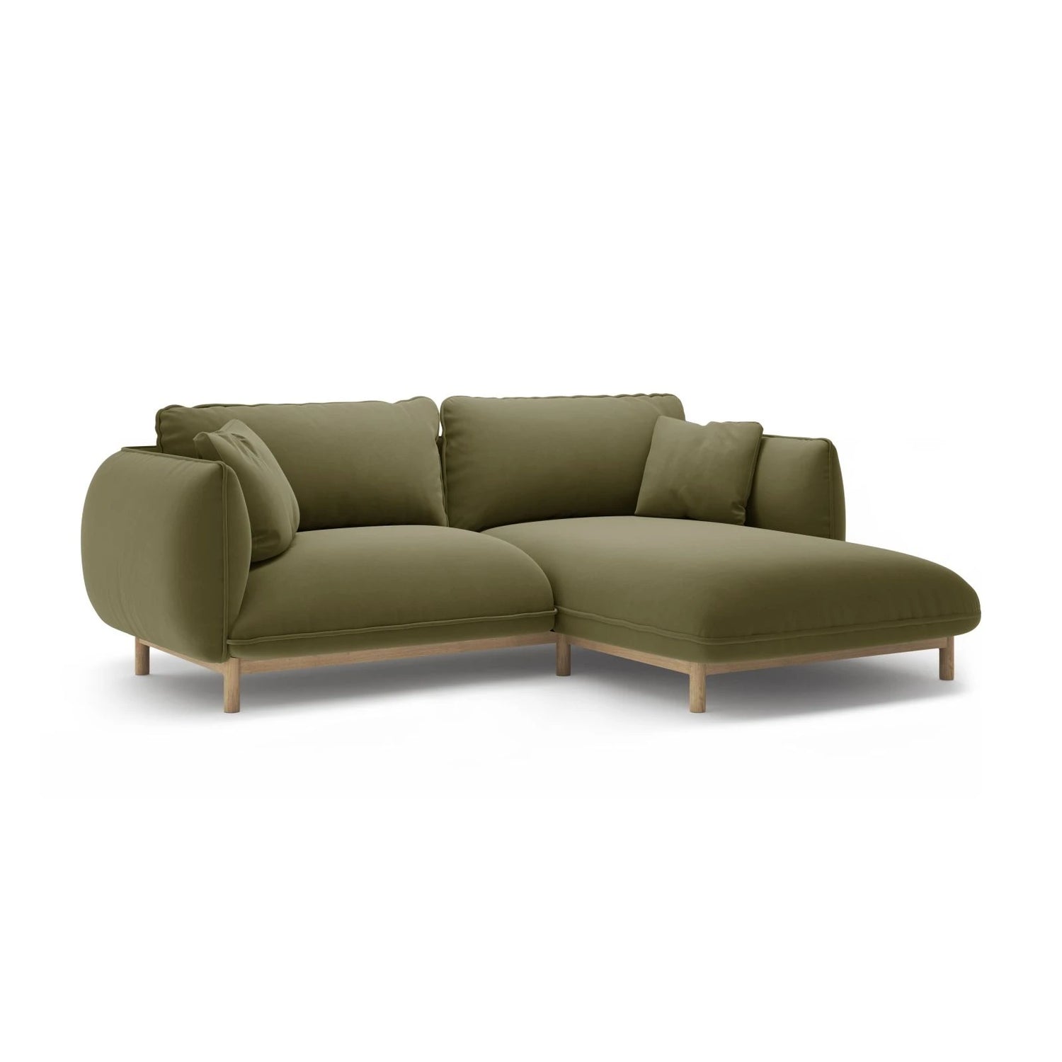 Ada Ecksofa Rechts aus Samt (Casino Forest) in Hellgrün, 220x179 cm – Bild 3