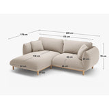 Ada Ecksofa Rechts aus Samt (Casino Pearl) in Leichtes Beige, 220x179 cm – Bild 2