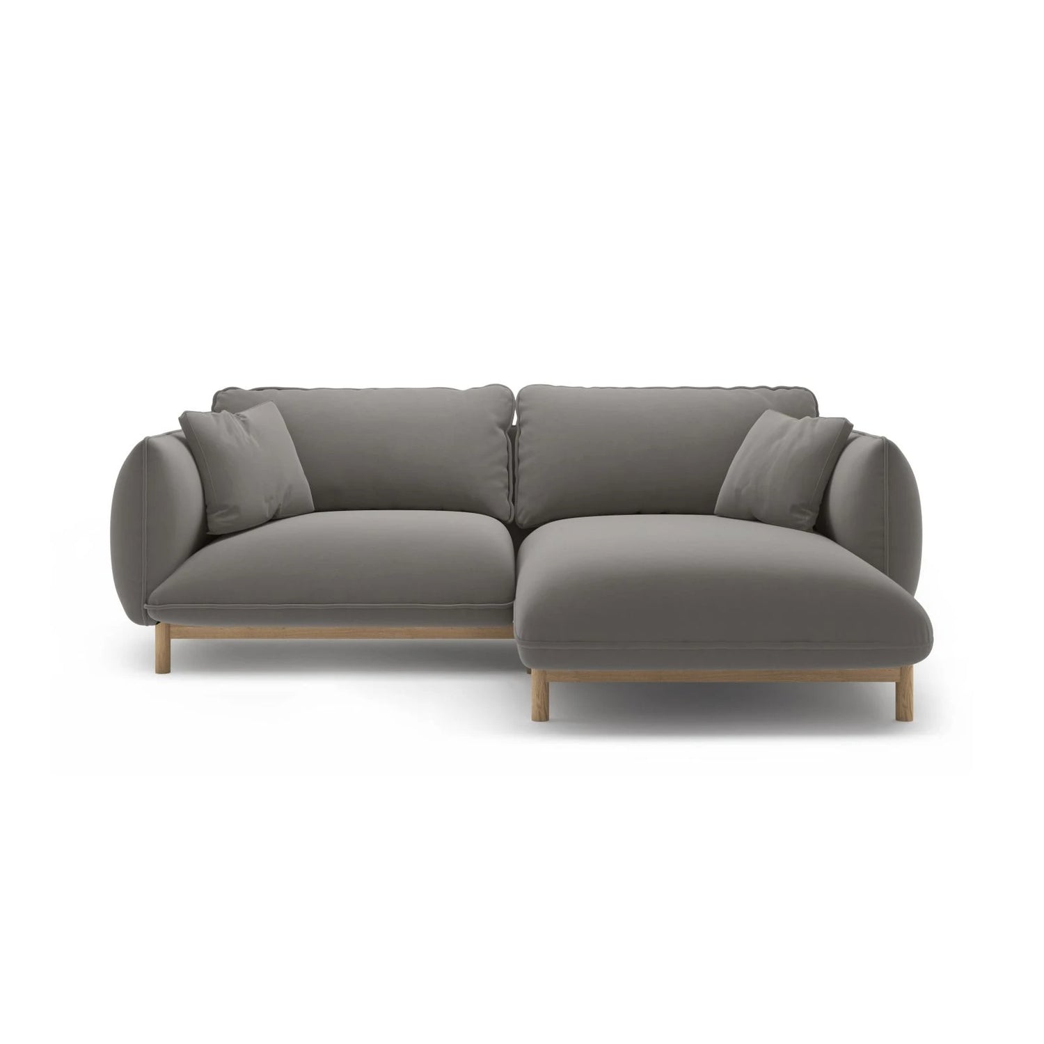 Ada Ecksofa Rechts aus Samt (Casino Stone) in Grau, 220x179 cm – Bild 1