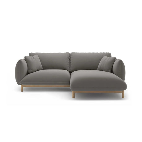 Ada Ecksofa Rechts aus Samt (Casino Stone) in Grau, 220x179 cm – Bild 1