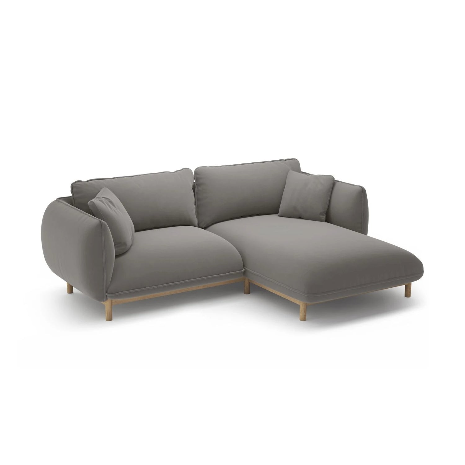 Ada Ecksofa Rechts aus Samt (Casino Stone) in Grau, 220x179 cm – Bild 5